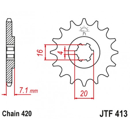 JT 2021/12 ZĘBATKA PRZEDNIA 413 11 SUZUKI RMX 50, TS 50 (41311JT) (ŁAŃC. 420)