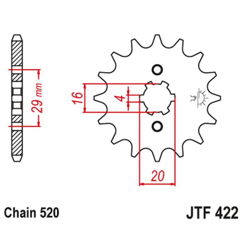 JT 2021/12 ZĘBATKA PRZEDNIA 514 15 KAWASAKI KX 125 '84-'93 (51415JT) (ŁAŃC. 520) NA ZAMÓWIENIE