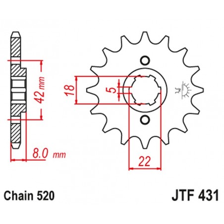 JT 2021/12 ZĘBATKA PRZEDNIA 431 11 SUZUKI PE 250 '78-'82, RM 250 '79-'81, RM 400 '78-'80 (43111JT) (ŁAŃC. 520)