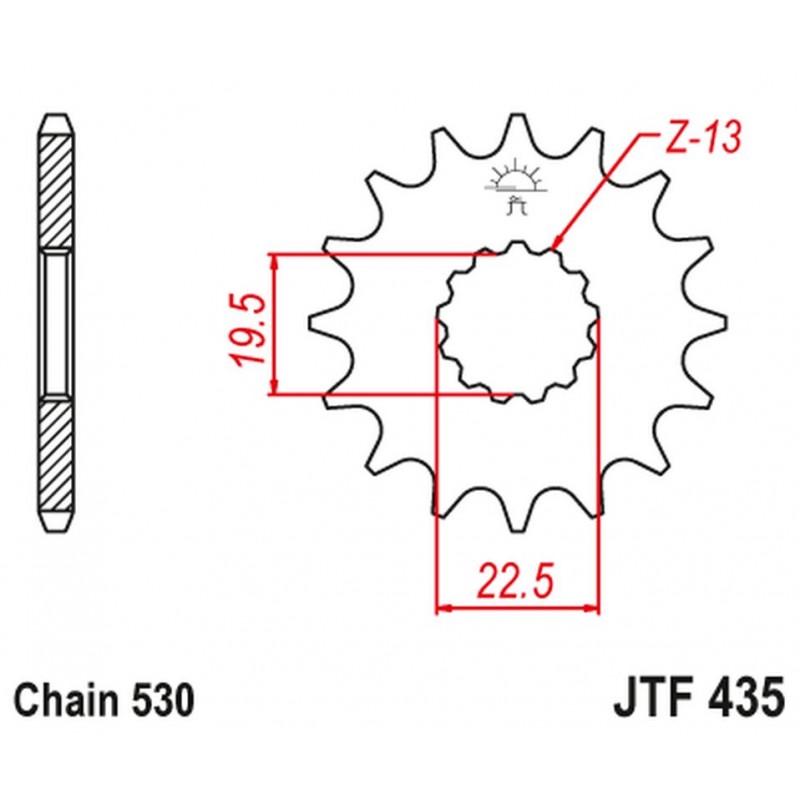 JT 2021/12 ZĘBATKA PRZEDNIA 439 15 SUZUKI GSX 400 '81-86', GR 650 '83-85' (43915JT) (ŁAŃC. 530)