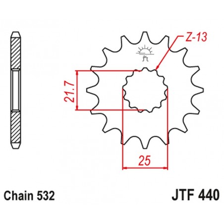 JT 2021/12 ZĘBATKA PRZEDNIA 429 14 SUZUKI GSXR 1100 '89-'97, RF 900 (42914JT) (ŁAŃC. 532)NA ZAMÓWIENIE