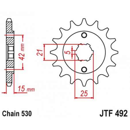 JT 2021/12 ZĘBATKA PRZEDNIA 7003 15 DUCATI 500/600 PANTAH SPORTS '80-84' (700315JT) (ŁAŃC. 530) NA ZAMÓWIENIE