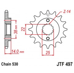 JT 2021/12 ZĘBATKA PRZEDNIA 497 15 DUCATI 750 F1 '87-88 (49715JT) (ŁAŃC. 530) NA ZAMÓWIENIE