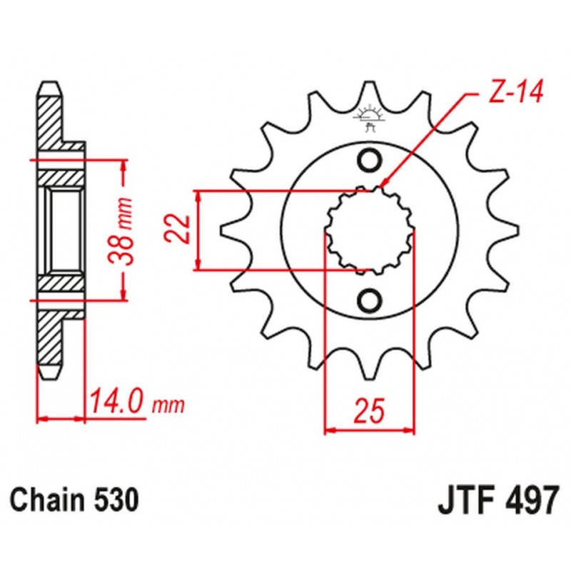 JT 2021/12 ZĘBATKA PRZEDNIA 497 15 DUCATI 750 F1 '87-88 (49715JT) (ŁAŃC. 530) NA ZAMÓWIENIE