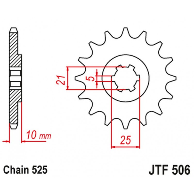 JT 2021/12 ZĘBATKA PRZEDNIA 506 14 KAWASAKI S1 250 '73-75' KH 250 '75-82' (50614JT) (ŁAŃC. 525) NA ZAMÓWIENIE