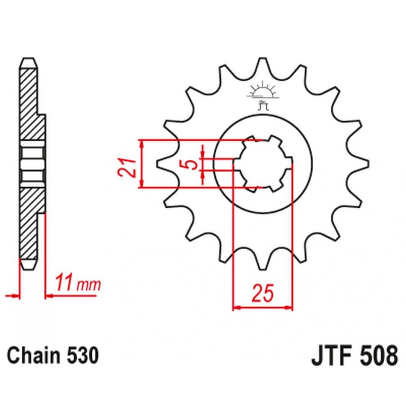 JT 2021/12 ZĘBATKA PRZEDNIA 722 14 CAGIVA 350 ALA ROSSA '83-84' KAWASAKI KH400/500 '72-77' (72214JT) (ŁAŃC. 530) NA ZAMÓWIENIE