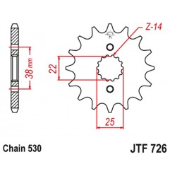 JT 2021/12 ZĘBATKA PRZEDNIA 728 15 CAGIVA 750 ELEFANT/INDIANA (72815JT) (ŁAŃC. 530)NA ZAMÓWIENIE