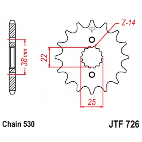 JT 2021/12 ZĘBATKA PRZEDNIA 728 15 CAGIVA 750 ELEFANT/INDIANA (72815JT) (ŁAŃC. 530)NA ZAMÓWIENIE