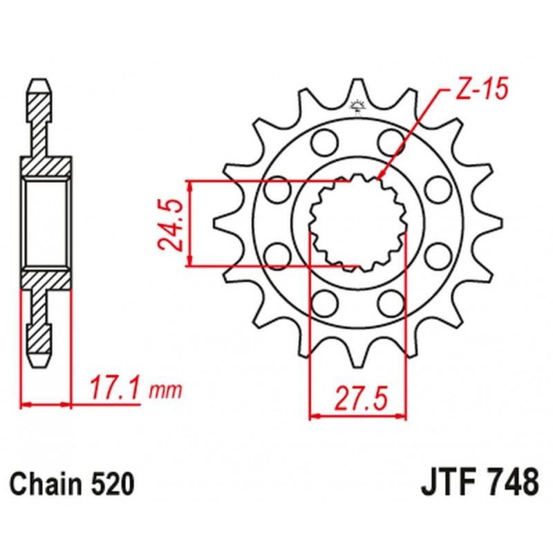 JT 2021/12 ZĘBATKA PRZEDNIA 4444 14 DUCATI PANIGALE 899/959 14-18 (444414JT) (ŁAŃC. 520)