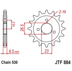 JT 2021/12 ZĘBATKA PRZEDNIA 884 21 HARLEY DAVIDSON XLH883 SPORTSTER '84-90' XLH1200 SPORTSTER '84-90' (88421JT) (ŁAŃC. 530)