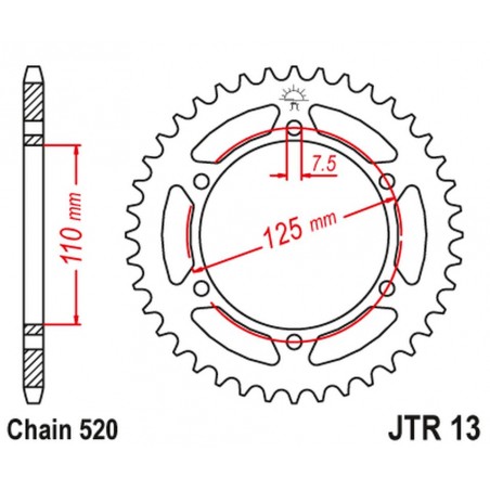 JT 2021/12 ZĘBATKA TYLNA 1514 44 CAGIVA 125 FRECCIA '88-'89, BLUES '87-'95 (151444JT) (ŁAŃC. 520) NA ZAMÓWIENIE