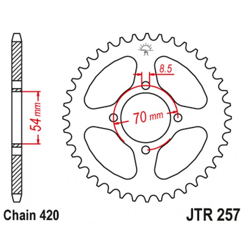 JT 2021/12 ZĘBATKA TYLNA 257 40 HONDA C 50/70 '75-87' (25740JT) (ŁAŃ420) NA ZAMÓWIENIE