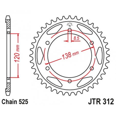 JT 2021/12 ZĘBATKA TYLNA 253 38 HONDA VFR 750 '88-'92, VFR 400 '90-'93 (25338JT) (ŁAŃC. 525) NA ZAMÓWIENIE