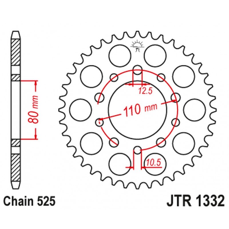 JT 2021/12 ZĘBATKA TYLNA 4350 45 HONDA VT 600C SHADOW '90-'07, XRV 750 AFRICA TWIN '93-'03 (435045JT) (ŁAŃC. 525)