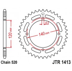 JT 2021/12 ZĘBATKA TYLNA 4354 39 KAWASAKI KXF A TECATE '87-88' (ATV) (435439JT) (ŁAŃC.520) NA ZAMÓWIENIE