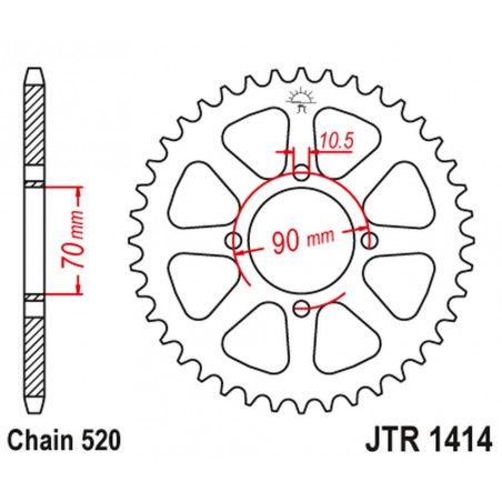 JT 2021/12 ZĘBATKA TYLNA 5302 41 KAWASAKI KSF 250 MOJAVE '87-04', KEF 300 LAKOTA '95-03' (530241JT) (ŁAŃC.520)