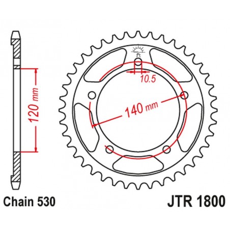 JT 2021/12 ZĘBATKA TYLNA 4409 42 SUZUKI GSF 1250 '06-'16, GSXR 1000/1300 (440942JT) (ŁAŃC. 530) KOLOR CZARNY