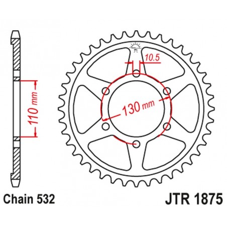 JT 2021/12 ZĘBATKA TYLNA 4440 48 YAMAHA YZF-R6 '03-10' (444048JT) (ŁAŃC.532)
