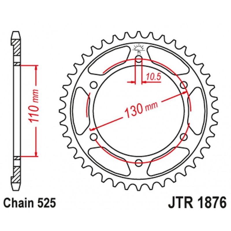 JT 2021/12 ZĘBATKA TYLNA 4385 44 SUZUKI GSXR 600 '11-'15, YAMAHA MT-07 '14-'16 (438544JT) (ŁAŃC. 525)CZARNA