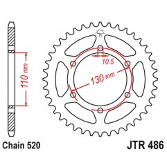 JT 2021/12 ZĘBATKA TYLNA 504 45 KAWASAKI EX250 NINJA '08-'12 (50445JT) (ŁAŃC. 520) CZARNA