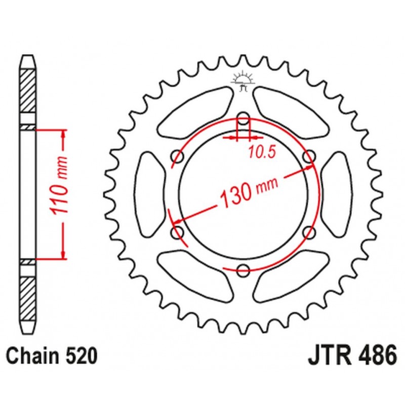 JT 2021/12 ZĘBATKA TYLNA 504 45 KAWASAKI EX250 NINJA '08-'12 (50445JT) (ŁAŃC. 520) CZARNA