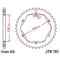 JT 2021/12 ZĘBATKA TYLNA 4522 38 DUCATI MONSTER 1200/S '14-20, PANIGALE 1103 '18, PANIGALE 1199/1299 '12-19, DIAVEL 1198 '11-18 