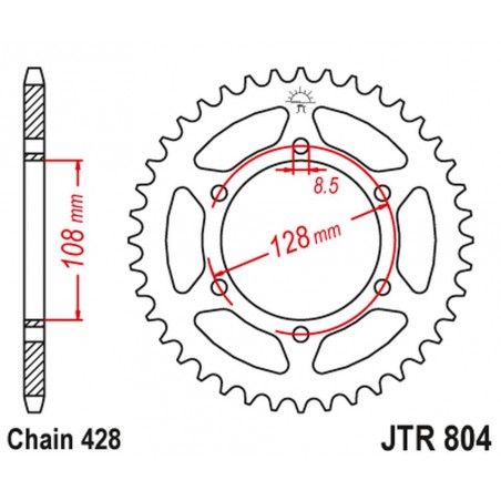 JT 2021/12 ZĘBATKA TYLNA 902 42 SUZUKI TS 100/125 '82-84, DR 100 '83-90 (90242JT) (ŁAŃC. 428)