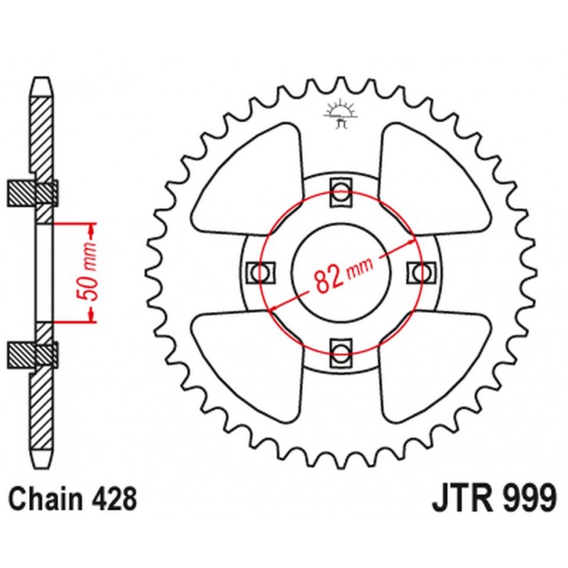 JT 2021/12 ZĘBATKA TYLNA 4351 45 HONDA XR 100 '81-84 (435145JT) (STD.-5) (ŁAŃC.428) NA ZAMÓWIENIE